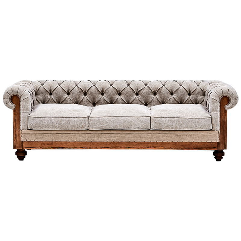 Диван Deconstructed Chesterfield Sofa Triple Gray Серый Бежевый Коричневый Диван Deconstructed Chesterfield Sofa Triple Gray Серый Бежевый Коричневый в Липецке | Loft Concept
