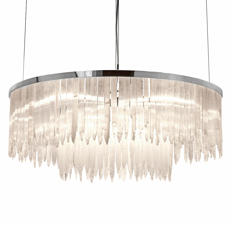 Люстра LAMP SELENITE MINI Nickel Oval Прозрачный белый Никель Люстра LAMP SELENITE MINI Nickel Oval Прозрачный белый Никель в Липецке | Loft Concept