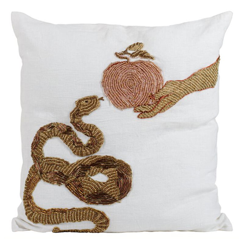 Подушка с вышивкой из бисера Snake with Apple Мульти Подушка с вышивкой из бисера Snake with Apple Мульти в Липецке | Loft Concept