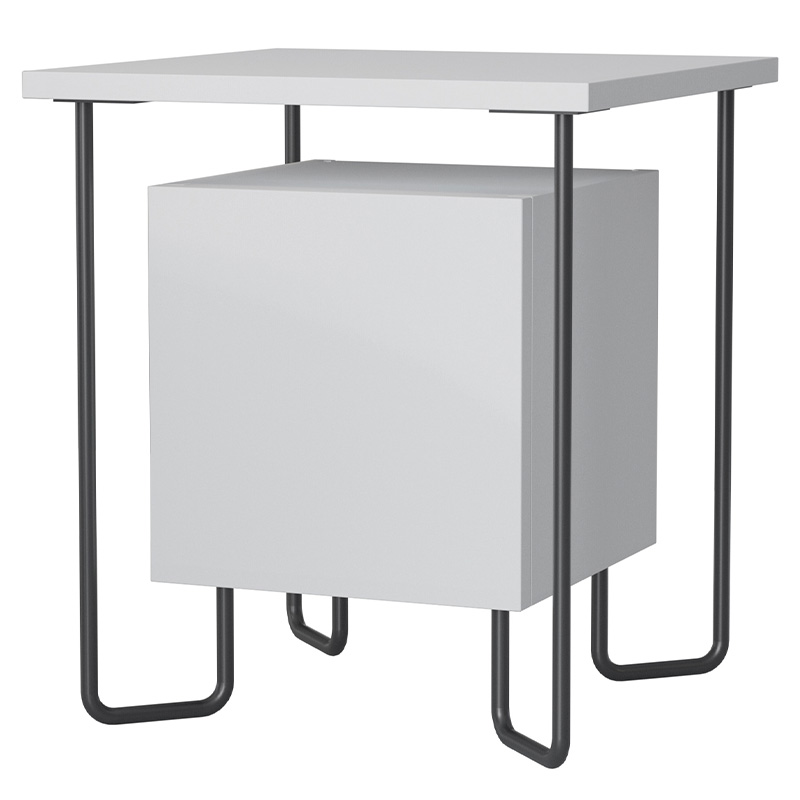 Прикроватная тумба белого цвета с дверцей ACRES NIGHTSTAND WHITE Белый Черный в Липецке | Loft Concept 