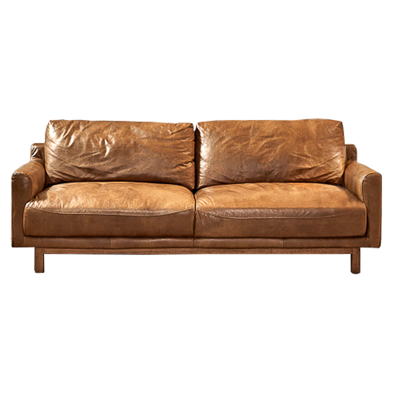 Диван Caramel Leather & Wood Triple Sofa Карамель Диван Caramel Leather & Wood Triple Sofa Карамель в Липецке | Loft Concept