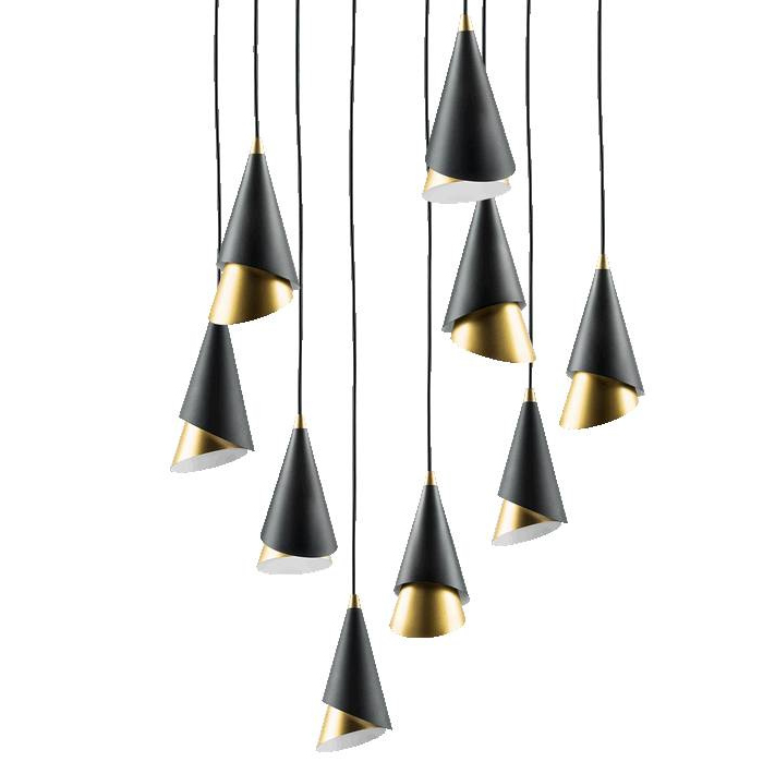 Люстра Lucio Black and Gold 9 Черный Золотой Люстра Lucio Black and Gold 9 Черный Золотой в Липецке | Loft Concept