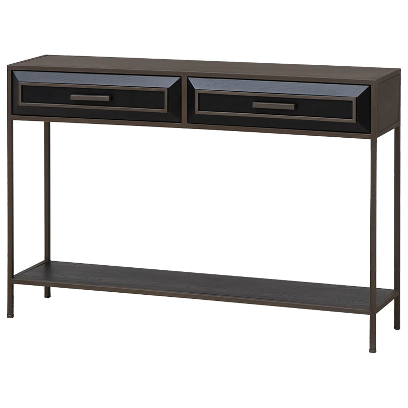 Консоль с выдвижными ящиками Leclair Console Table Черный Коричневый Консоль с выдвижными ящиками Leclair Console Table Черный Коричневый в Липецке | Loft Concept