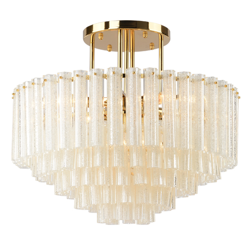 Люстра потолочная на штанге Textured Glass Chandelier Золотой Прозрачное Стекло Люстра потолочная на штанге Textured Glass Chandelier Золотой Прозрачное Стекло в Липецке | Loft Concept
