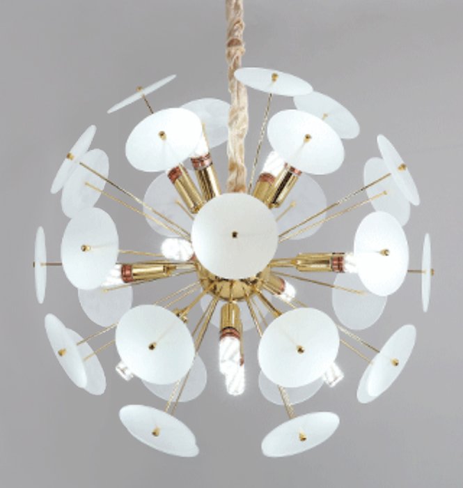 Люстра Sputnik Glass Lenz White Chandelier Золотой Белый Люстра Sputnik Glass Lenz White Chandelier Золотой Белый в Липецке | Loft Concept