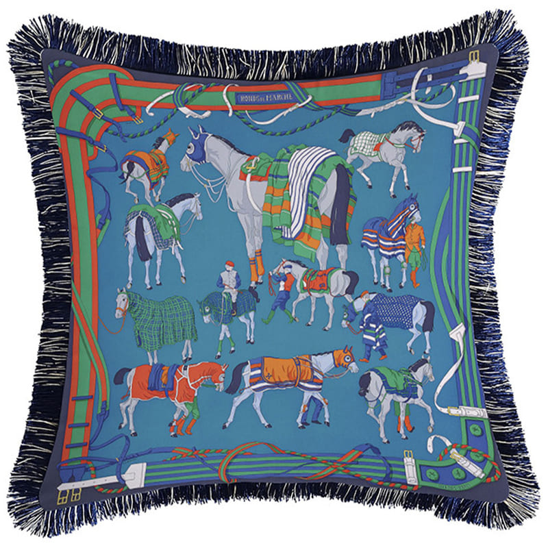 Декоративная подушка Hermes Horses Turquoise 130 Бирюзовый Мульти Декоративная подушка Hermes Horses Turquoise 130 Бирюзовый Мульти в Липецке | Loft Concept
