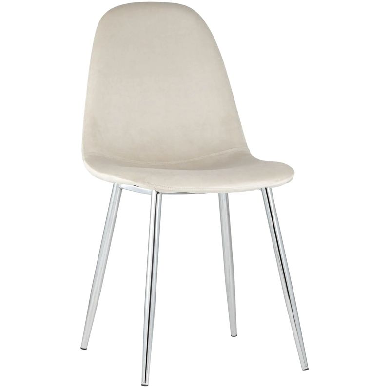 Стул Archie Chair Молочный Велюр Хромированные ножки Молочный Серебряный Стул Archie Chair Молочный Велюр Хромированные ножки Молочный Серебряный в Липецке | Loft Concept