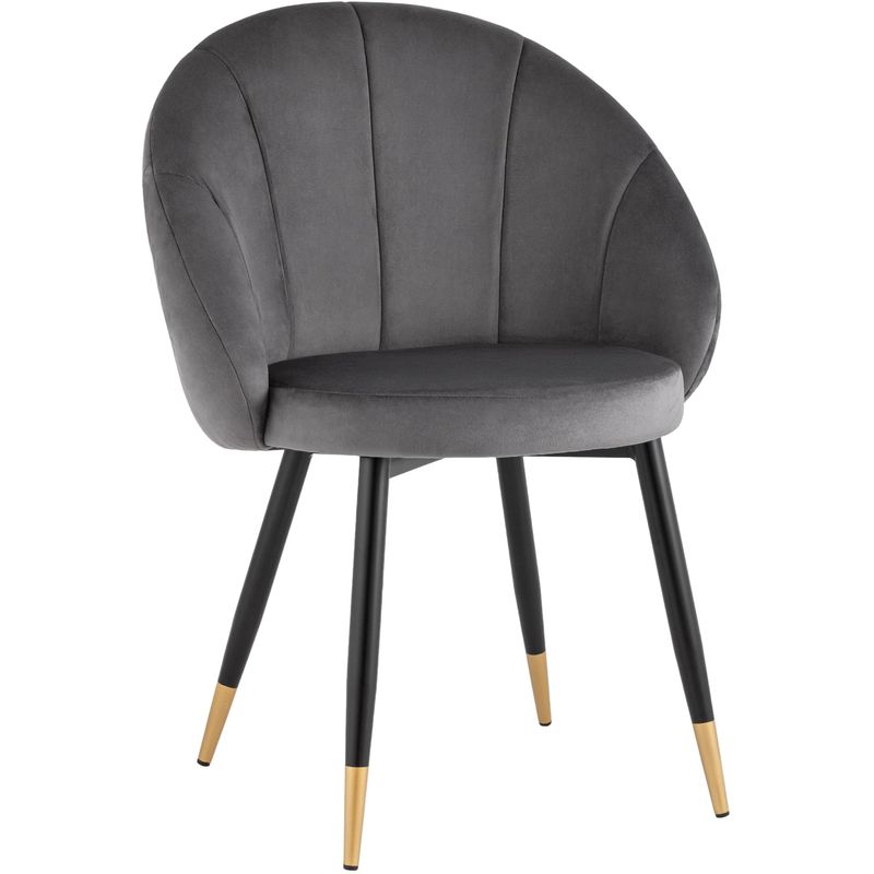 Стул Alberto Chair Серый Велюр Серый Черный Золотой Стул Alberto Chair Серый Велюр Серый Черный Золотой в Липецке | Loft Concept