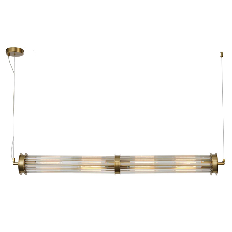 Люстра с рифленым плафоном Glass Tube Brass Латунь Прозрачный Люстра с рифленым плафоном Glass Tube Brass Латунь Прозрачный в Липецке | Loft Concept