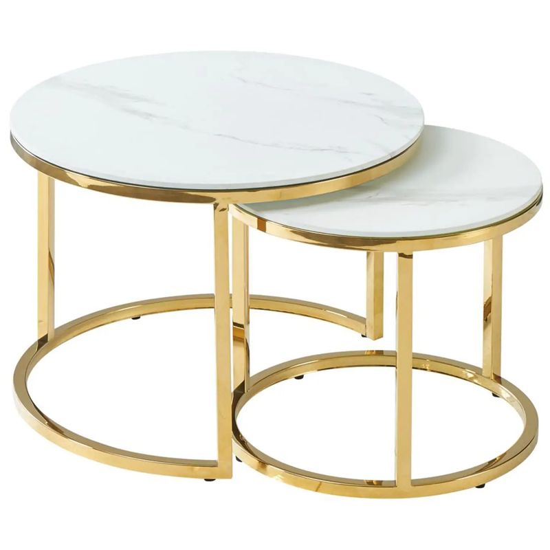 Столик кофейный Priestley Collection Duo столешница белый мрамор Белый Мрамор Bianco Глянцевое золото Столик кофейный Priestley Collection Duo столешница белый мрамор Белый Мрамор Bianco Глянцевое золото в Липецке | Loft Concept
