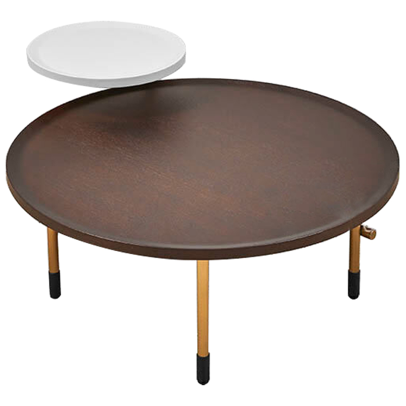 Кофейный стол Alastair Double Round Table Золотой Коричневый Белый Кофейный стол Alastair Double Round Table Золотой Коричневый Белый в Липецке | Loft Concept