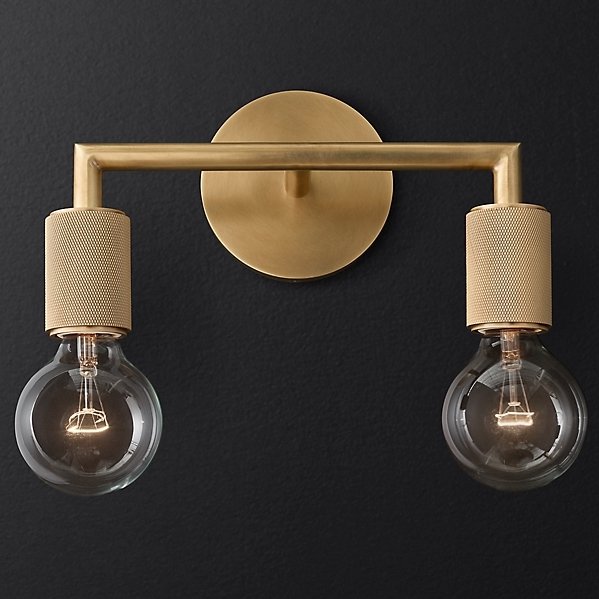 Бра RH Utilitaire Double Sconce Brass Латунь Бра RH Utilitaire Double Sconce Brass Латунь в Липецке | Loft Concept
