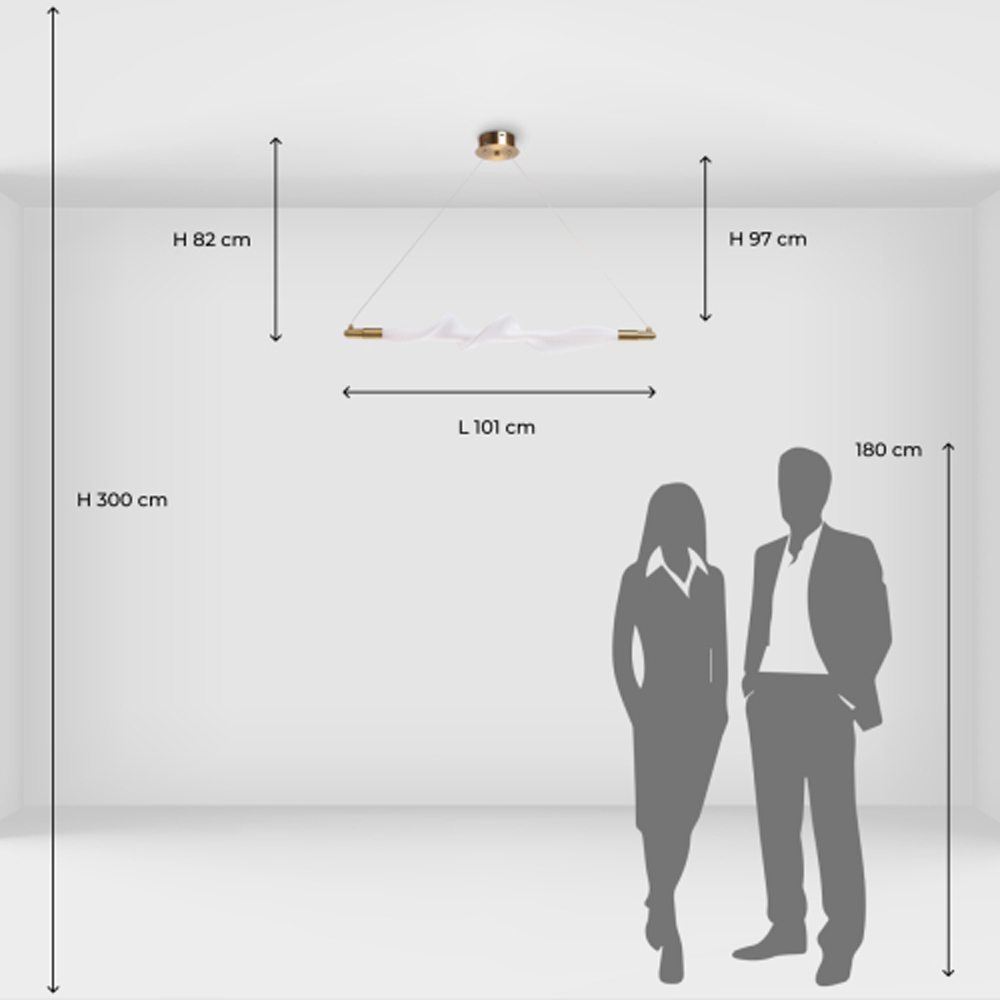 Люстра горизонтальная с волнистым белым плафоном Golden Swirl в Липецке