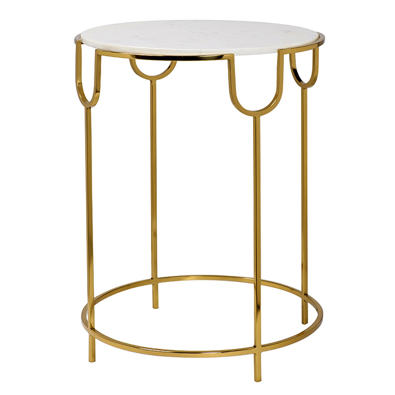 Приставной стол Bettina Side Table Глянцевое золото Белый Мрамор Bianco Приставной стол Bettina Side Table Глянцевое золото Белый Мрамор Bianco в Липецке | Loft Concept