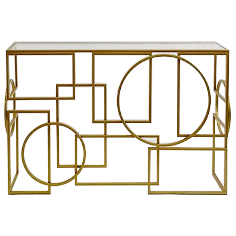 Консоль Geometric Figures Gold Console Золотой Прозрачное Стекло Консоль Geometric Figures Gold Console Золотой Прозрачное Стекло в Липецке | Loft Concept