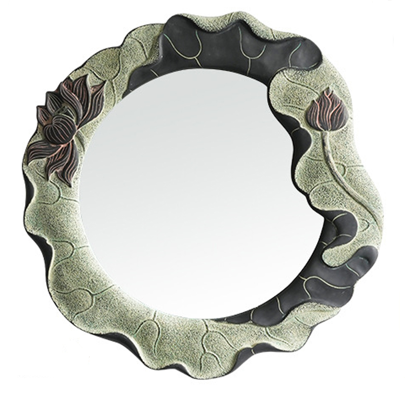 Зеркало Mirror Lotus Flowers circle Графит Зеленый шалфей Зеркало Mirror Lotus Flowers circle Графит Зеленый шалфей в Липецке | Loft Concept