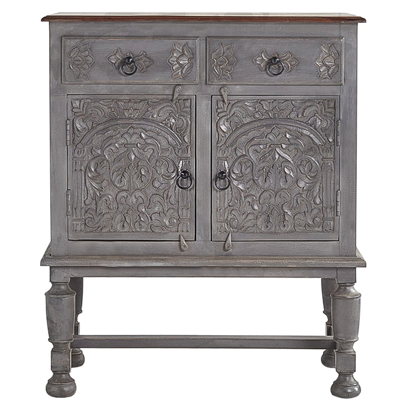 Комод Indian Antique White Furniture Chest of Drawers Amit серый Серый Коричневый Комод Indian Antique White Furniture Chest of Drawers Amit серый Серый Коричневый в Липецке | Loft Concept
