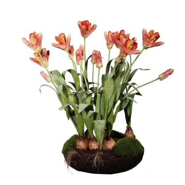 Декоративный искусственный цветок Orange Tulips Зеленый Оранжевый Декоративный искусственный цветок Orange Tulips Зеленый Оранжевый в Липецке | Loft Concept