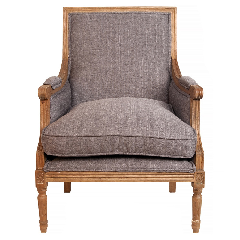 Кресло William Classical Armchair grey flax Серый Коричневый Кресло William Classical Armchair grey flax Серый Коричневый в Липецке | Loft Concept