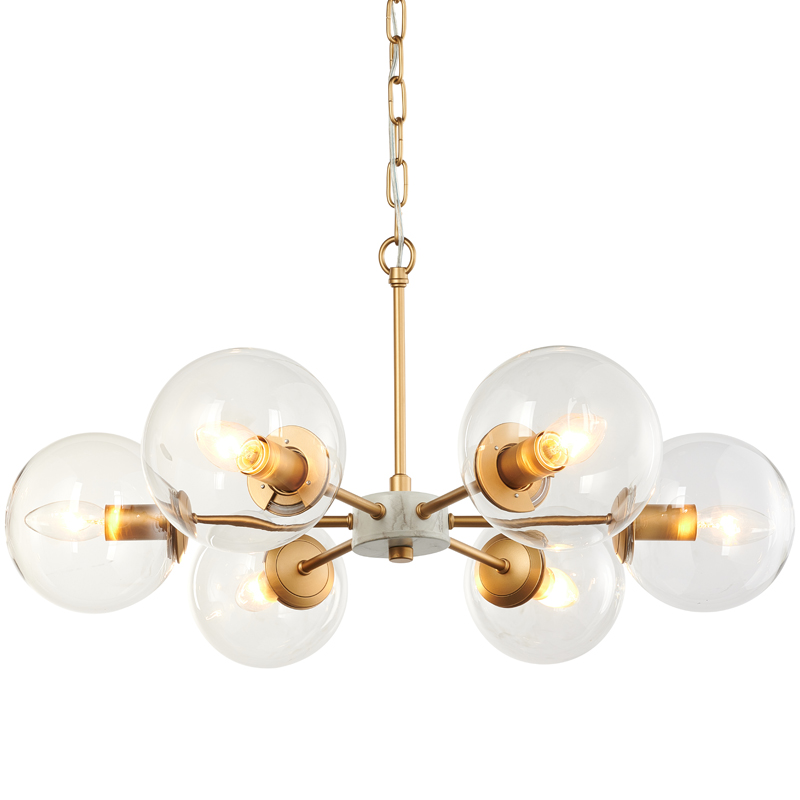 Люстра Monique Chandelier 65 Золотой Белый Прозрачный Люстра Monique Chandelier 65 Золотой Белый Прозрачный в Липецке | Loft Concept