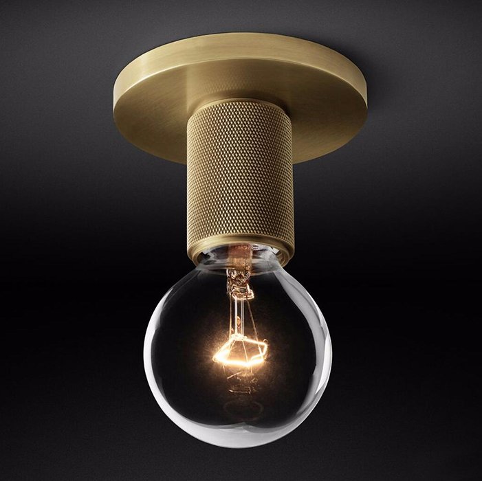Потолочный светильник RH Utilitaire Socket Flushmount Brass Латунь Потолочный светильник RH Utilitaire Socket Flushmount Brass Латунь в Липецке | Loft Concept