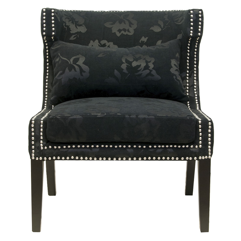 Полукресло с мягкой обивкой из жаккарда на 4-х ножках из массива березы Baroque Armchair black Черный Полукресло с мягкой обивкой из жаккарда на 4-х ножках из массива березы Baroque Armchair black Черный в Липецке | Loft Concept
