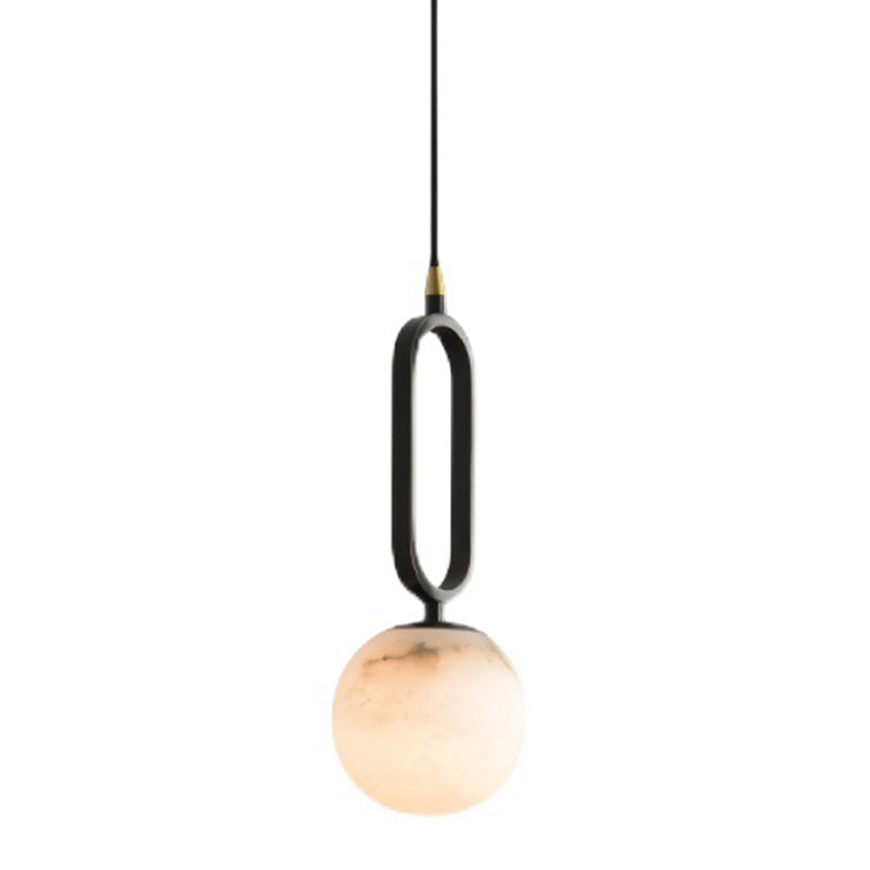 Подвесной светильник Reine Marble Hanging Lamp Черный Белый Мрамор Bianco Латунь Подвесной светильник Reine Marble Hanging Lamp Черный Белый Мрамор Bianco Латунь в Липецке | Loft Concept