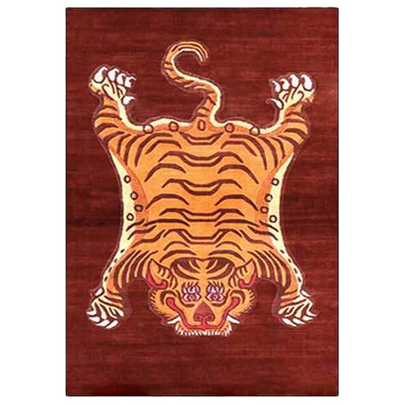 Ковер Тибетский Тигр Tibetan Tiger Rug Red Красный Оранжевый Ковер Тибетский Тигр Tibetan Tiger Rug Red Красный Оранжевый в Липецке | Loft Concept