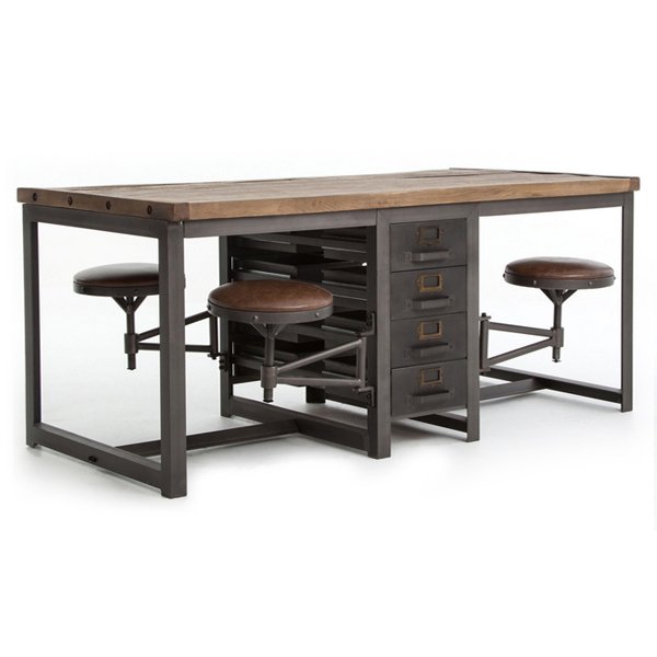 Большой рабочий стол Rupert Work Table Rustic Дуб темный Графит Большой рабочий стол Rupert Work Table Rustic Дуб темный Графит в Липецке | Loft Concept