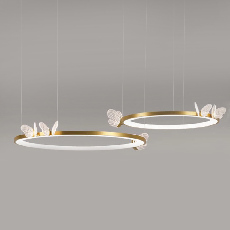 Подвесной светильник двойное кольцо с бабочками Butterfly Double Ring F Прозрачный Латунь Подвесной светильник двойное кольцо с бабочками Butterfly Double Ring F Прозрачный Латунь в Липецке | Loft Concept