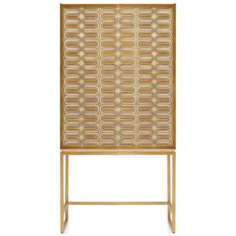 Шкаф Park Avenue Brass Wave Pattern Bar Cabinet Белый Золотой Шкаф Park Avenue Brass Wave Pattern Bar Cabinet Белый Золотой в Липецке | Loft Concept