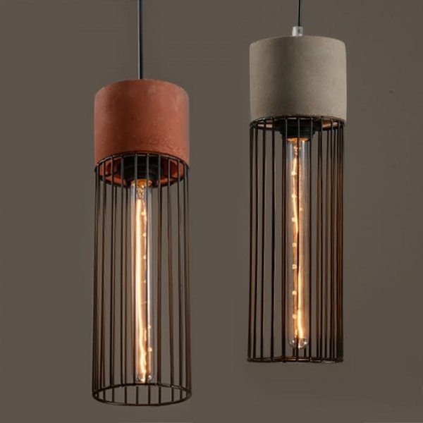 Подвесной светильник Cement Droplight Pendant Light cylinder Серый Красный Черный Подвесной светильник Cement Droplight Pendant Light cylinder Серый Красный Черный в Липецке | Loft Concept