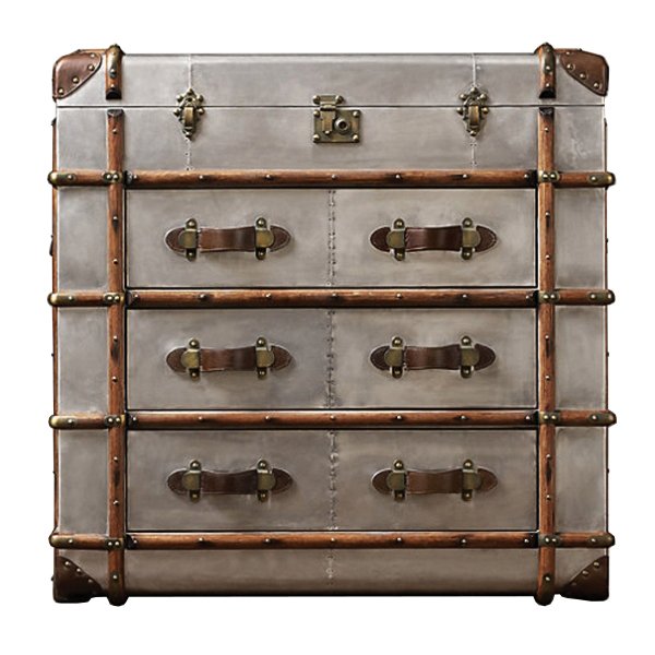 Комод в стиле Лофт RH Richards Polished Aluminum Trunks Chest Алюминий Коричневый винтаж Комод в стиле Лофт RH Richards Polished Aluminum Trunks Chest Алюминий Коричневый винтаж в Липецке | Loft Concept