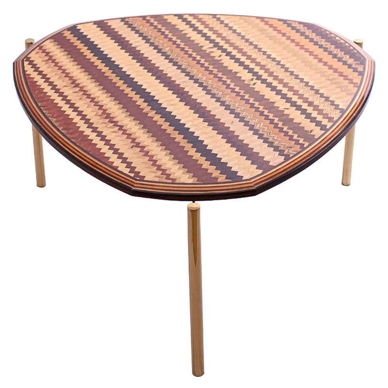 Кофейный стол Zig Zag Coffee Table Коричневый Золотой Кофейный стол Zig Zag Coffee Table Коричневый Золотой в Липецке | Loft Concept