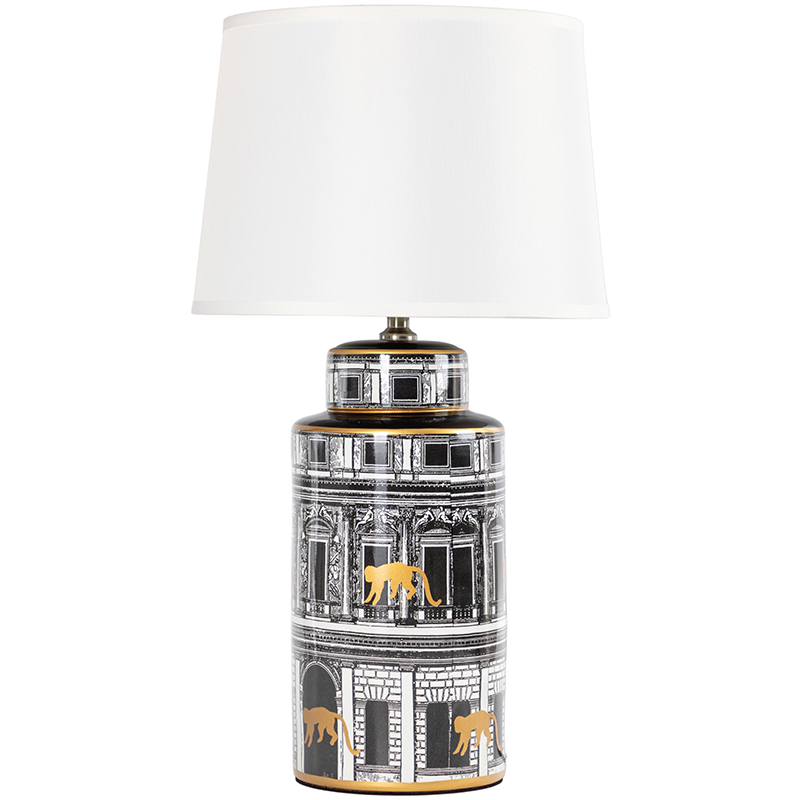 Настольная лампа Old Town Lampshade Black White Черно-белый Золотой Белый Настольная лампа Old Town Lampshade Black White Черно-белый Золотой Белый в Липецке | Loft Concept