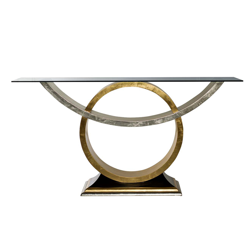 Консоль Wooden Base Gold & Silver Золотой Серебро винтаж Консоль Wooden Base Gold & Silver Золотой Серебро винтаж в Липецке | Loft Concept