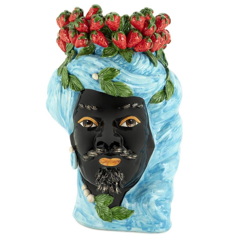 Ваза VASE STRAWBERRIES HEAD MAN BIG Blue Красный Голубой Ваза VASE STRAWBERRIES HEAD MAN BIG Blue Красный Голубой в Липецке | Loft Concept