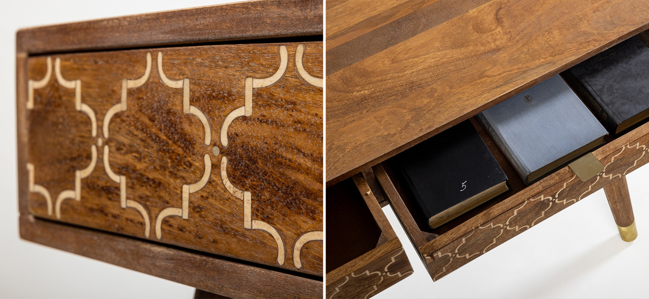 Консоль из натурального дерева Bone Inlay - фото №1