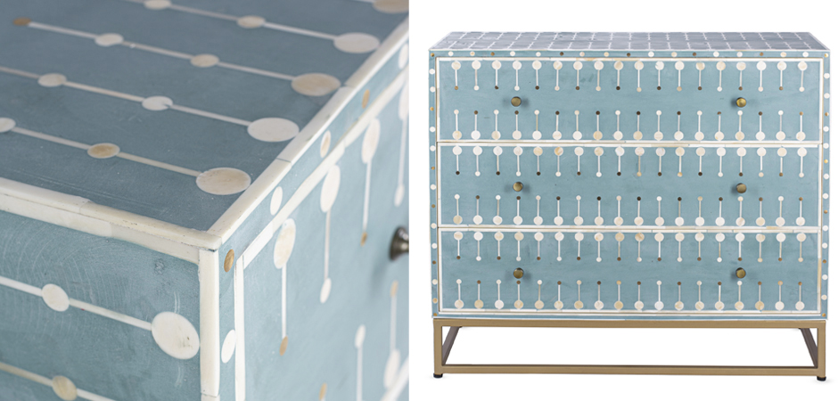 Комод голубой кость BONE INLAY 3 DRAWER Комод голубой кость BONE INLAY 3 DRAWER - Loft-Concept в Липецке