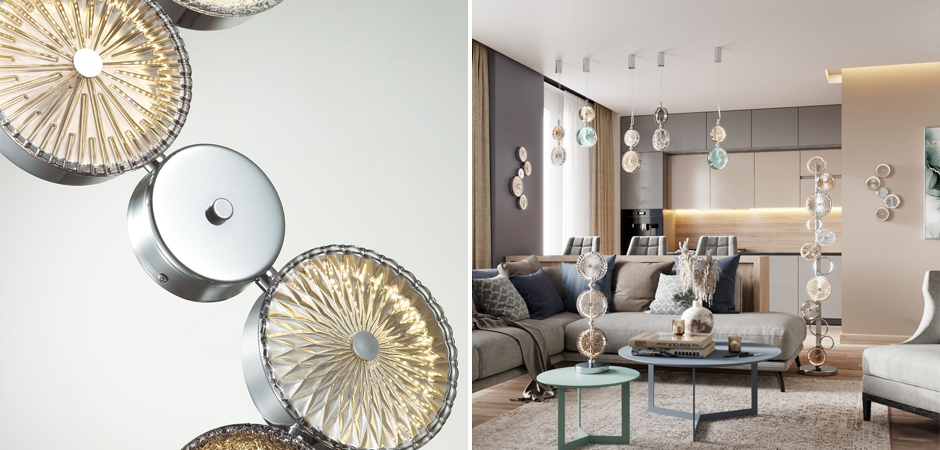 Бра с рельефным стеклом Glass Peonies Maxi Хром Бра с рельефным стеклом Glass Peonies Maxi Хром - Loft-Concept в Липецке