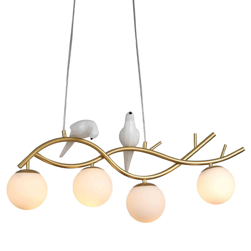 Люстра с белыми птицами Provence Bird Золотой Белый Люстра с белыми птицами Provence Bird Золотой Белый в Липецке | Loft Concept