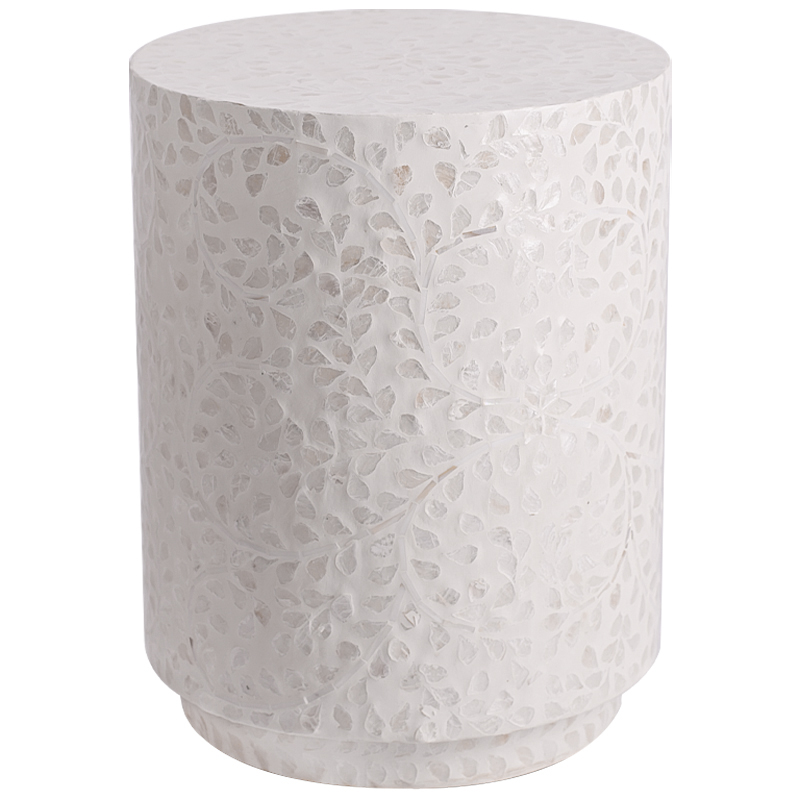 Приставной стол Bone Inlay Pearl Side Table Белый Бежевый Перламутровый Приставной стол Bone Inlay Pearl Side Table Белый Бежевый Перламутровый в Липецке | Loft Concept