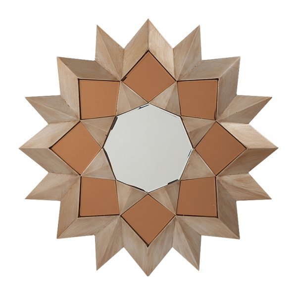 Зеркало-солнце Polygonal Sun Коричневый Зеркало-солнце Polygonal Sun Коричневый в Липецке | Loft Concept