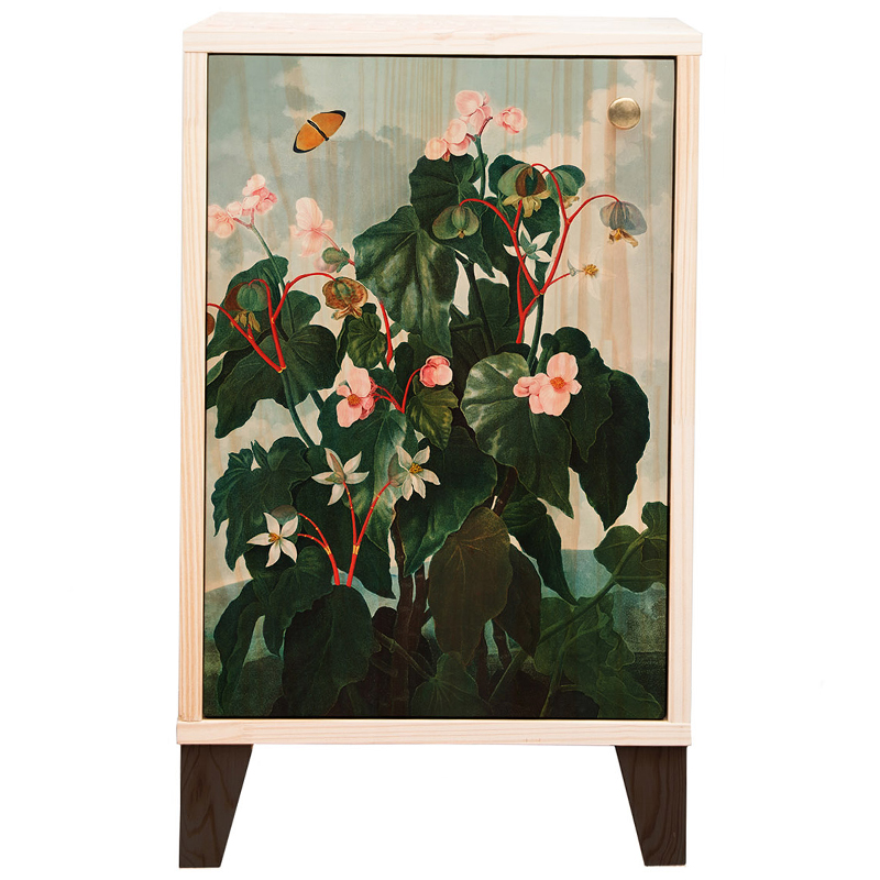 Тумба с цветочным изображением Floral Print Nighstand Natural Бежевый Мульти Зеленый Тумба с цветочным изображением Floral Print Nighstand Natural Бежевый Мульти Зеленый в Липецке | Loft Concept