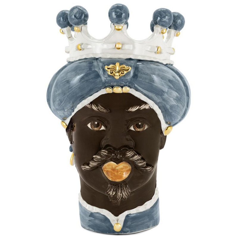 Ваза Vase Moro Man Medium New Grey Gold Серо-голубой Коричневый Белый Золотой Ваза Vase Moro Man Medium New Grey Gold Серо-голубой Коричневый Белый Золотой в Липецке | Loft Concept