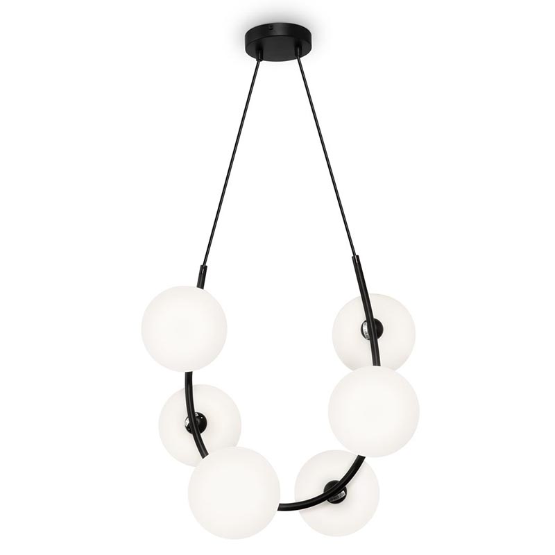 Люстра Marcan 6 Ball Chandelier Black Черный Белый в Липецке | Loft Concept 