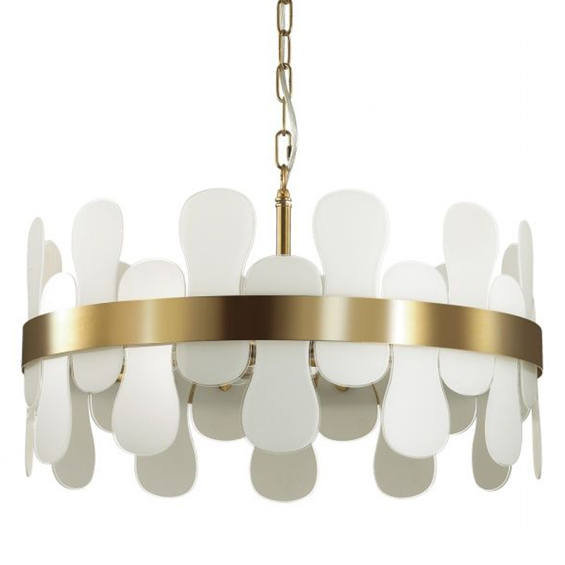 Люстра Eve Chandelier фигурное стекло диаметр 55 см Золотой Белое матовое стекло Люстра Eve Chandelier фигурное стекло диаметр 55 см Золотой Белое матовое стекло в Липецке | Loft Concept