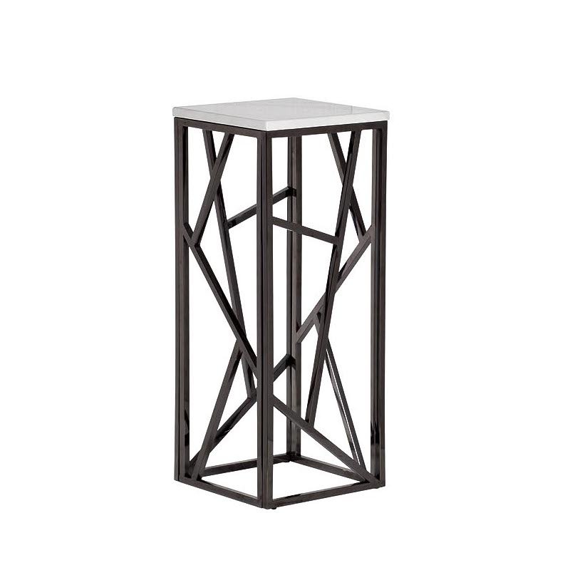 Подставка Serene Furnishing Dark Chrome Marble Top stand Хром Белый Подставка Serene Furnishing Dark Chrome Marble Top stand Хром Белый в Липецке | Loft Concept
