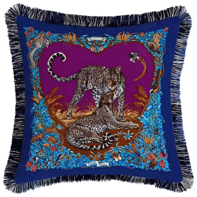 Декоративная подушка Hermes Jungle 59 Мульти Синий Фиолетовый Декоративная подушка Hermes Jungle 59 Мульти Синий Фиолетовый в Липецке | Loft Concept