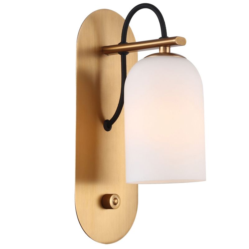 Бра Pyrrhus Sconce Латунь Белое матовое стекло в Липецке | Loft Concept 
